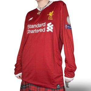 NEW BALANCE • LARGE • BLOKECORE M SALAH LFC SOCCER JERSEY WITH PATCHES